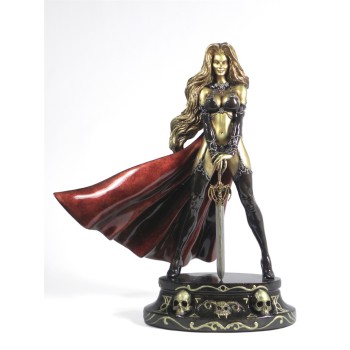 Lady Death Faux Bronze Statue Traditional Brown Gold 34 cm